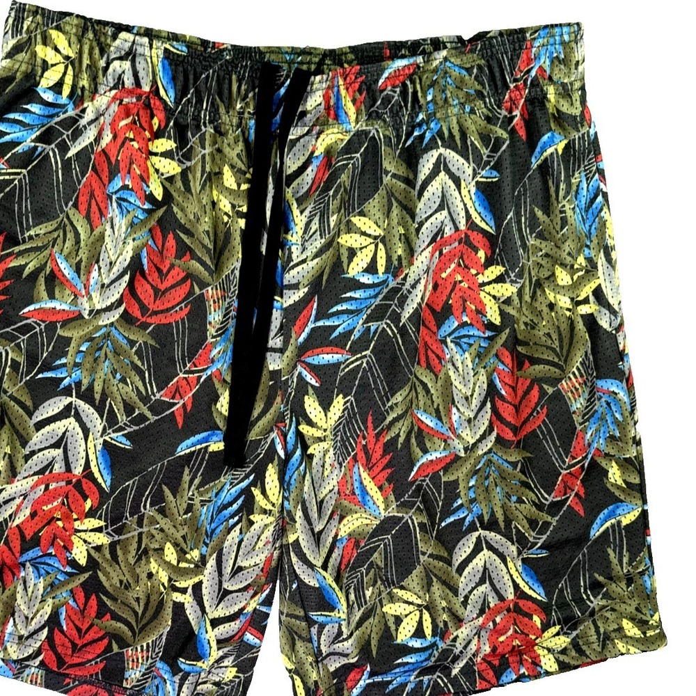 Xersion Training‎ Shorts Men XL Floral Quick-Dri Pockets Drawstring Gym Swim Jog